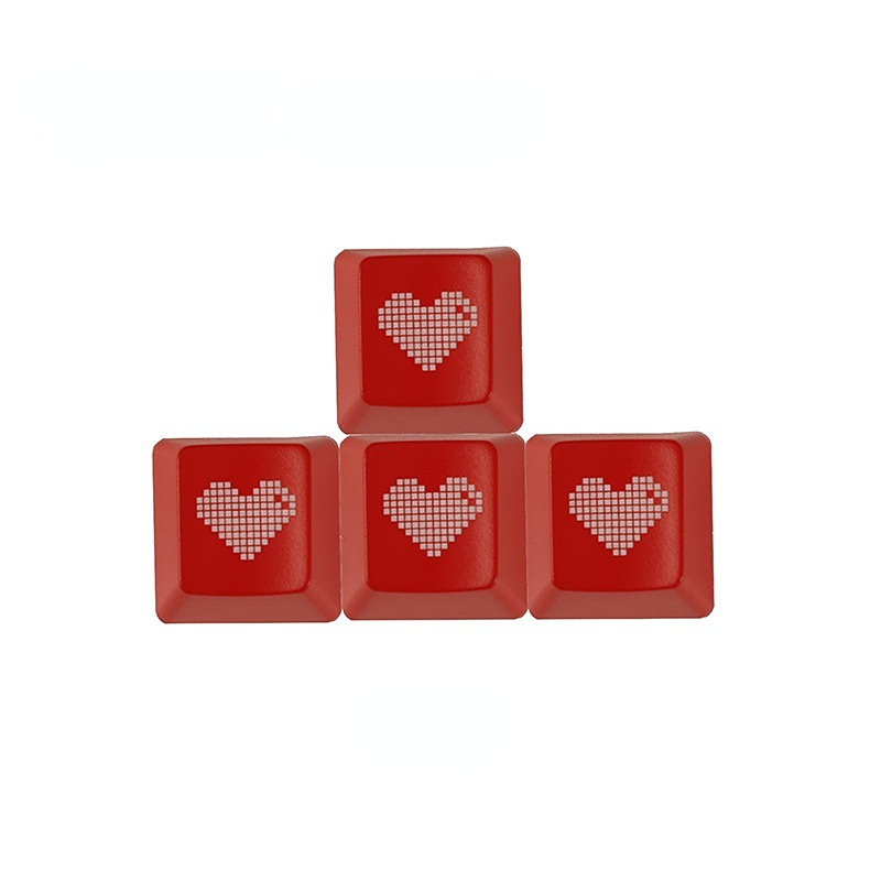 Red Pixel Heart Keycaps Set Van Esc Enter Wasd Arrow Key Caps Voor Mechanisch Toetsenbord Oem Profiel Abs Materiaal Double Shot