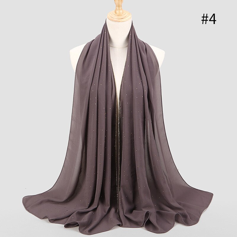70*180cm sommer muslimischen chiffon hijab schal perlen kopftuch islamischen langen schal wrap kopf schals foulard femme musulman kopftuch: 4