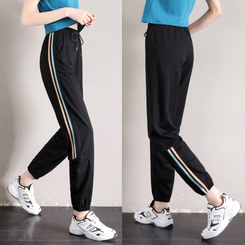 Kvinder sportsbukser cool blødt stof farve striber jogger joggingbukser til kvinder jogging sport jogger gymsport jogging bukser
