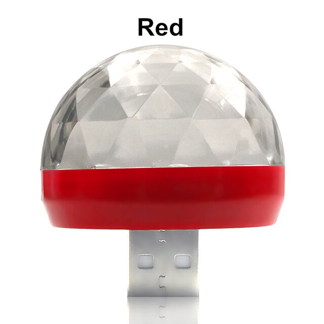 Usb  dc5v färgglada scen ljus musik kontroll bil dekoration atmosfär lampa röststyrning ktv dj disco lampor för iphone android: Röd / Ingen adapter