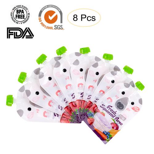 8 Stuks 148Ml Babyvoeding Opslag Pouch Portable Bpa-vrij Herbruikbare Verzegelde Complementaire Voedsel Pouch Zelfgemaakte Puree Pulp opbergtas: C
