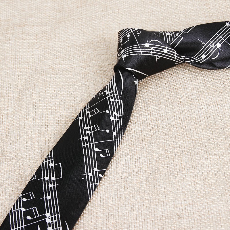 Corbata delgada de clásica para hombre, notas musicales coloridas, guitarra de Piano impresa, corbata de poliéster de 5cm de ancho, accesorio de para