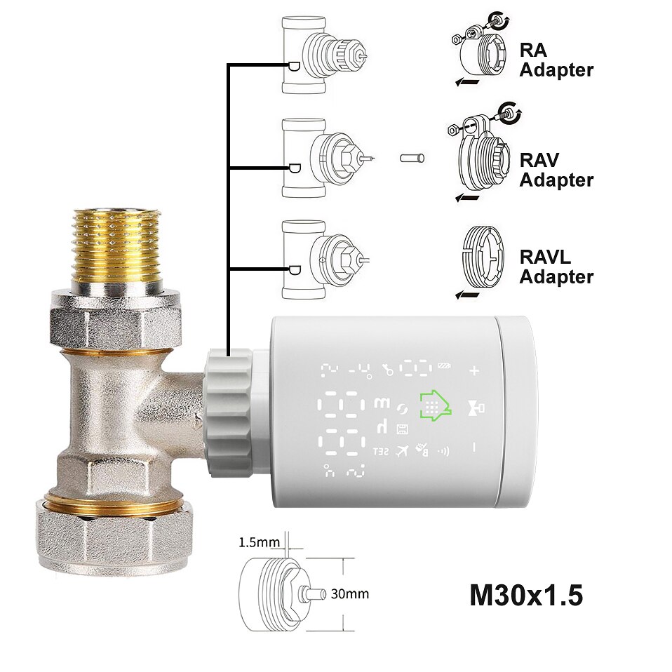 Vanne de Thermostat de radiateur intelligente AVATTO Zigbee, contrôleur d'actionneur de vanne de radiateur thermostatique Tuya pour Alexa, Google Home