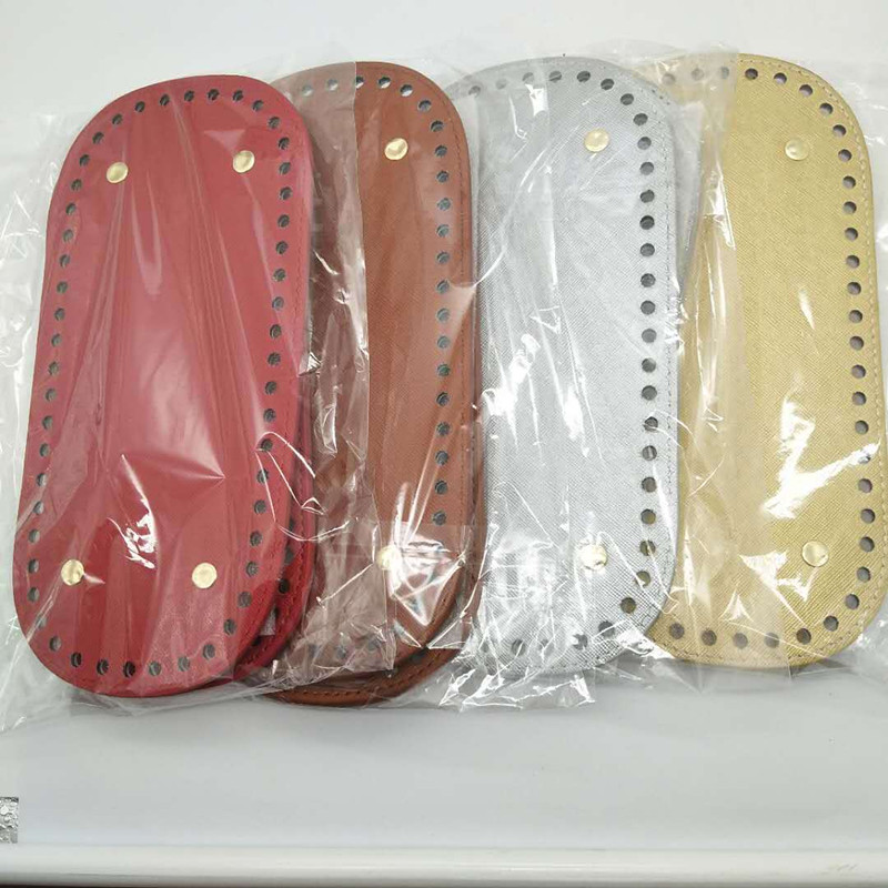 Fondo largo para bolsos de punto para mujer, accesorios de bolso de cuero PU, fondo hecho a mano, DIY, de ganchillo