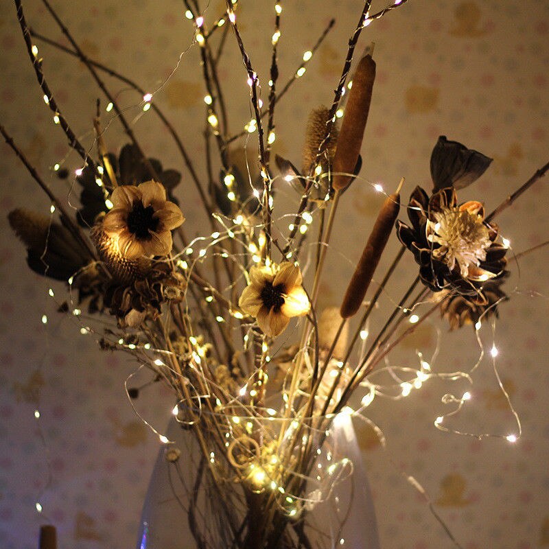 ROPIO 2M/5M LED Copper String Lights AA Battery Operated LED String Fairy Lights Christmas Wedding Party Decoration