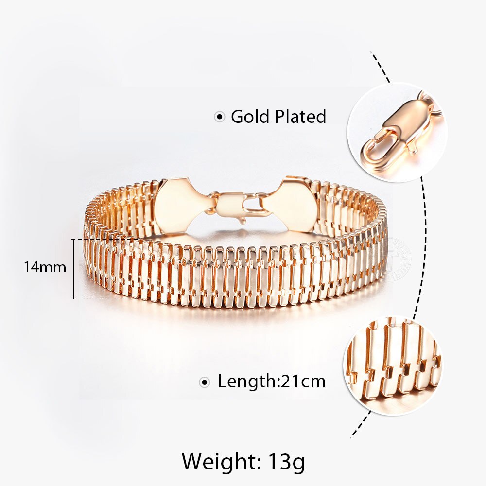 10mm 12mm Big 585 Rose Gold Link Chain Bracelet Double Weaving Rolo Cable Curb Bracelet for Men Women Jewelry LCBB01: CB31