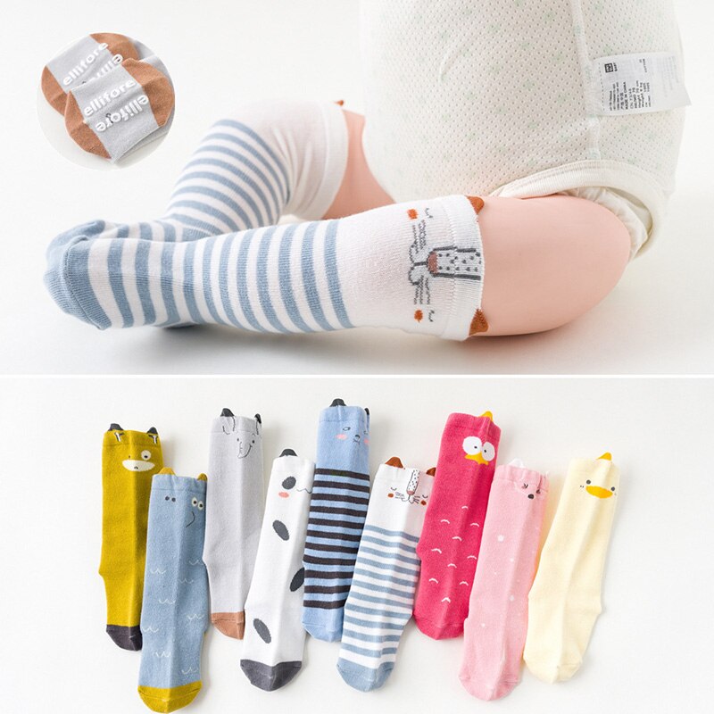 Lente En Herfst Antislip 0-3T Baby Meisjes Sokken Losse Mond Kids Sokken Cartoon Lange Buis jongens Sokken Zuigeling Knie Hoge Sokken