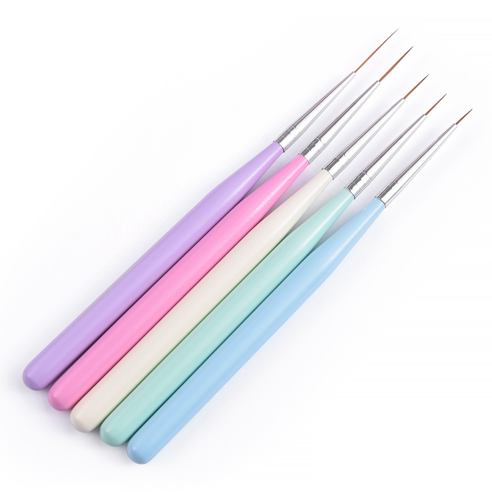 5 Stuks Striping Nail Art Liner Borstels Set Fijn Schilderij Tekening Striping Liner Tips Nail Art Pen Nail Salon Manicure Diy