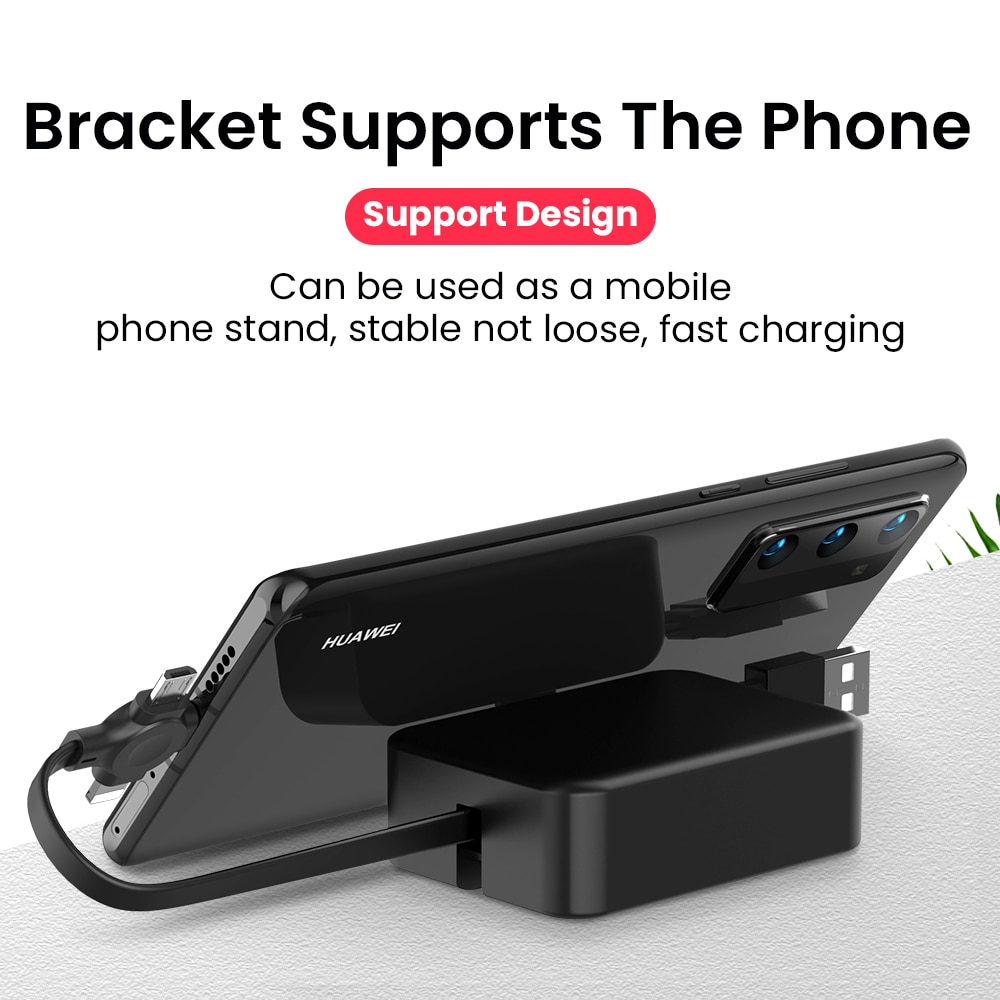 4 in 1 udtrækkelig 8 ben/usb type c/micro usb kabel til iphone 13 12 pro 1m mobiltelefon oplader datakabel ledning med telefonstativ