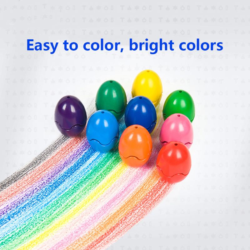 9 Colors Hollow Egg Shape Wax Crayons Non Toxic Washable Painting Drawing Wax for Baby Kid Children Educational Art Supplies C26