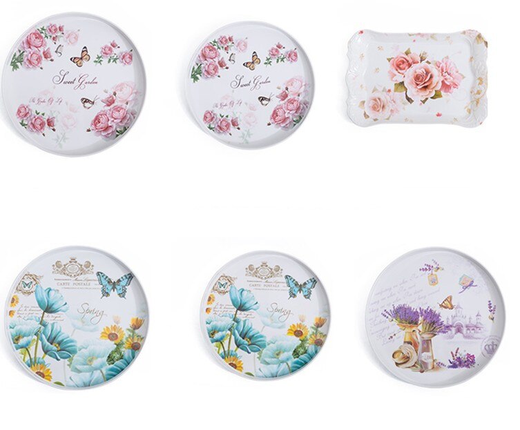34cm,30cm rund tallerken tebakker til kage snacks/fest/hotel/hjem middag rose blomster fad til dumplings organisation mælk tallerken