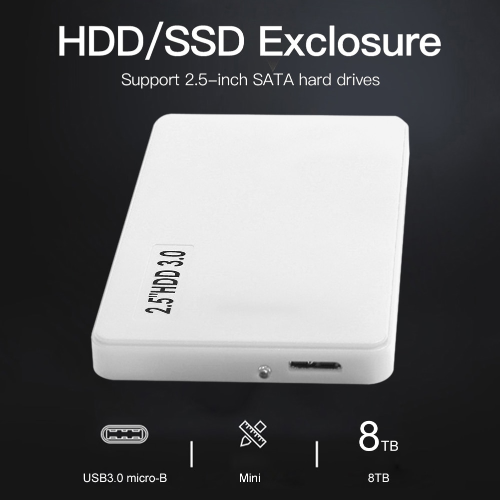 Boîtier pour disque dur externe usb 3.0, 2.5 disques durs sata et ssd, supportant 8tb 6 /s pour ordinateur de jeu, ordinateur portable, ordinateur de bureau, accessoires