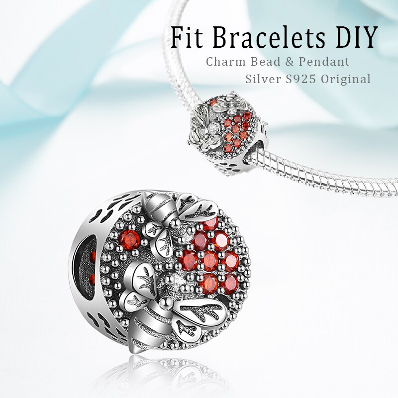 Lovely Bee Animal 925 Sterling Silver Charm Beads Accessories Original Fit DIY Charms Silver 925 Bracelets Jewelry Making