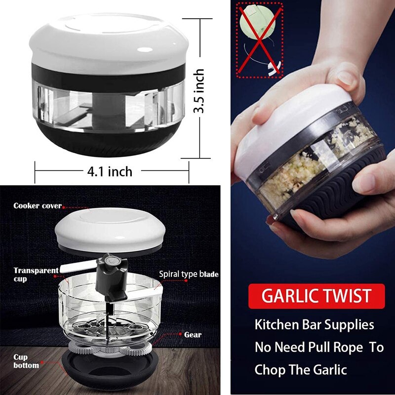 Mini Manual Food Chopper Durable Handheld Chopper Multi-Function Food Chopper