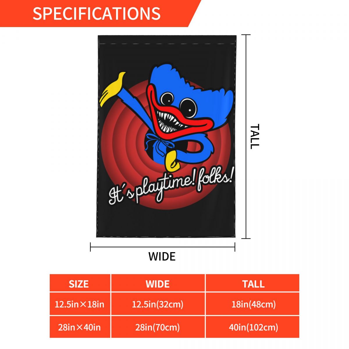 Poppy Playtime Huggy Wuggy Garden Flag Double-sided Printing Decorative Yard Banner Flag Party Outdoor Home signs