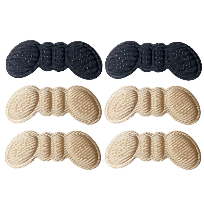 Plantillas adhesivas para el talón, parches para aliviar el dolor, antidesgaste, para el cuidado de los pies, pegatina trasera, plantilla de inserción, 3 pares: 1black-2beige