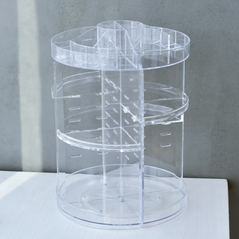 Boîte de rangement de maquillage à Rotation de 360 degrés, boîte de rangement cosmétique transparente, Rotation de multifonctionnelle, acrylique détachable