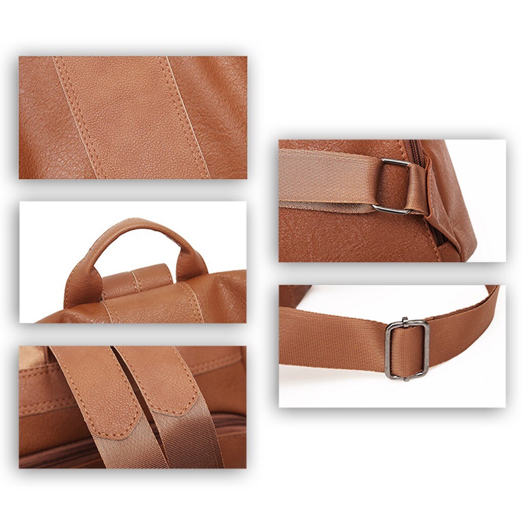 Dames PU Leren Rugzak - Casual Dagrugzak met Kettingen & Zacht Handvat - Shopper Satchel
