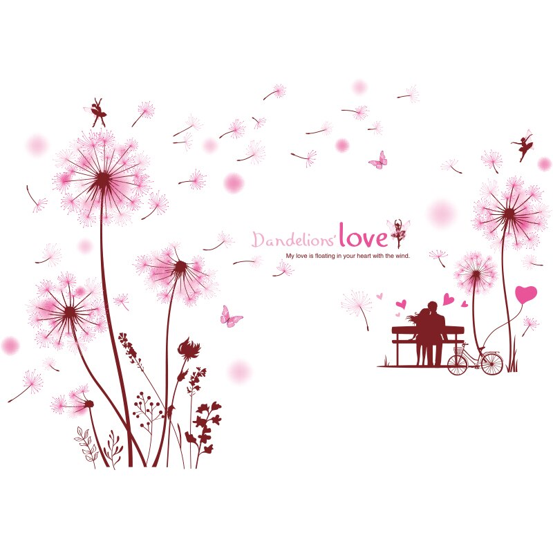 [Shijuekongjian] Roze Paardenbloemen Bloemen Muurstickers Diy Caroon Meisje Muurstickers Voor Kinderen Slaapkamer Babykamer Huis Decoratie: flower sticker