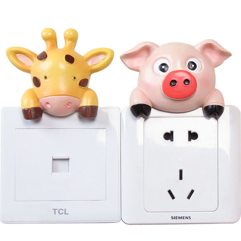 Cartoon Switch Sticker Wall Sticker Animal Protection Cover Bedroom Switch Cover Socket Switch Panel Decorative Cover