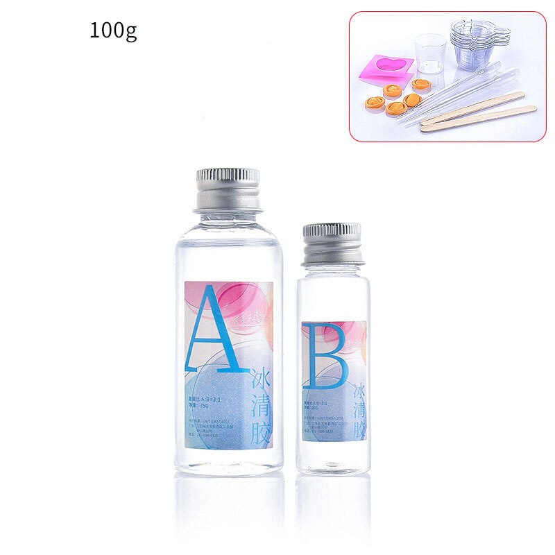 Kit de resina epoxi 3:1, endurecedor transparente de cristal con herramientas, mezcla fácil, suministros DIY para fundición de arte, proyectos de joyería XHC88: 100g
