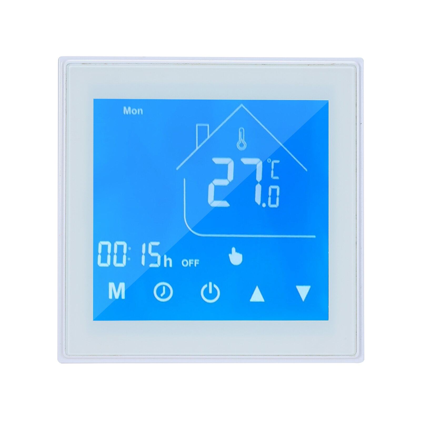 Touch Thermostat Temperature Controller LCD Display Week Programmable Thermostat for Water Heating Accurate Temperature 95-240V: White