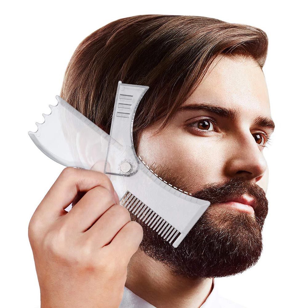 Baard Shaper Kit Verstelbare Baard Stencil Tool Voor Mannen 3 In 1 Baard Gids Vormgeven Styling Tool Roterende Snor Sjabloon Liniaal