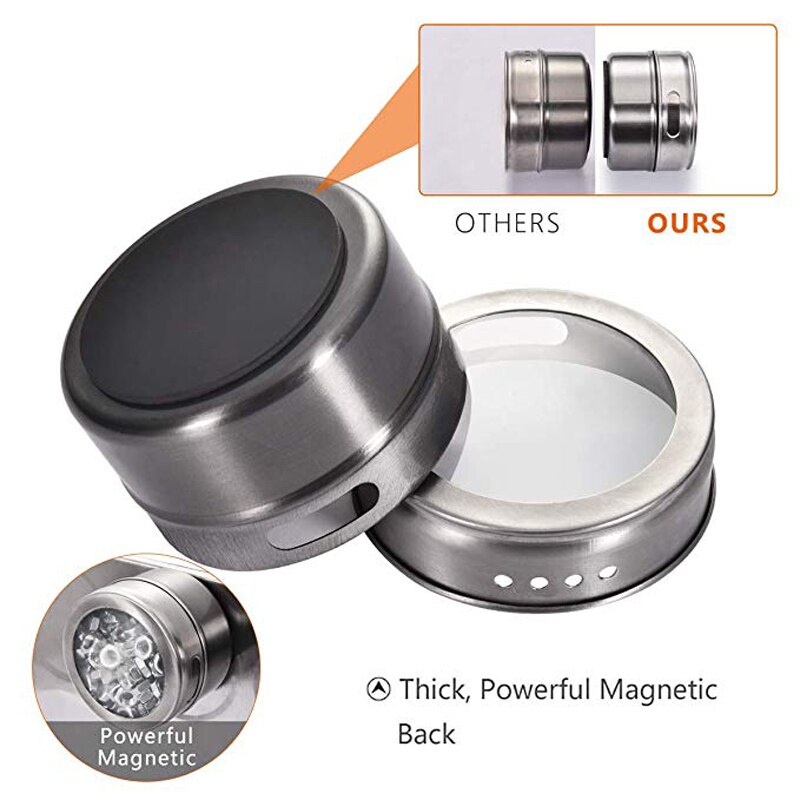 Magnetic Spice Jars Container Set With Labels Stickers Pen Seasoning Bottle Pepper Storage Favor Of Elefants spice jar