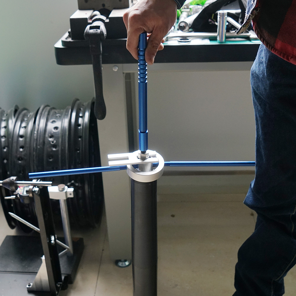 Herramienta Universal de sujeción de varilla amortiguadora de horquilla para motocicleta, herramienta de compresor de resorte de horquilla, herramienta de purga de horquilla de suspensión, Kit de reparación de horquilla