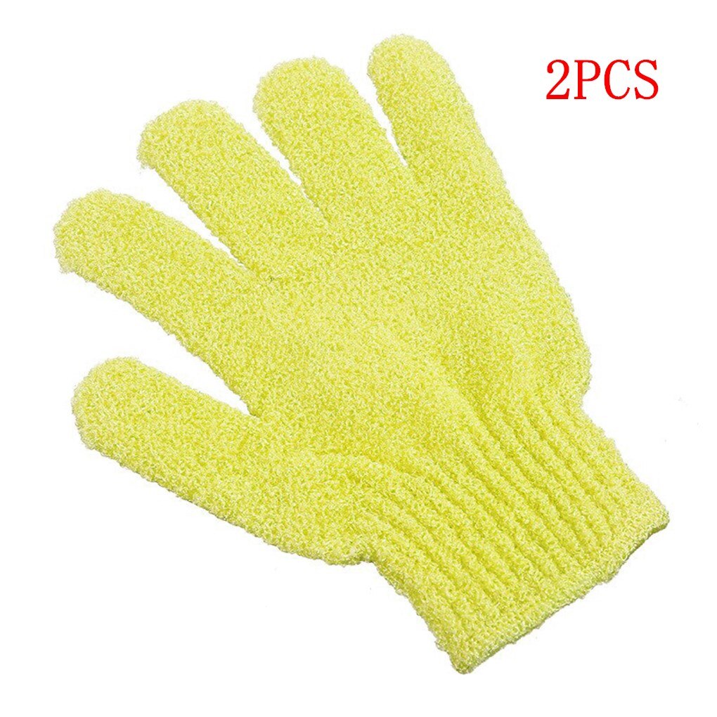 1Pc/2Pcs Douche Scrub Handschoenen Exfoliërende Terug Stroefheid Body Massage Spons Wassen Huid Hydraterende Spa Bad handschoen: 2PCS Yellow