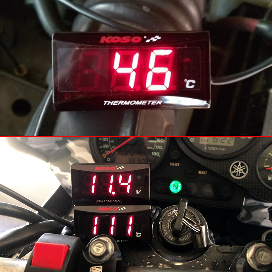 Moto KOSO medidor de temperatura del agua Mini medidor termómetro Moto Universal para XMAX300 CB400 MT 07 09 Sensor Scooter Racing