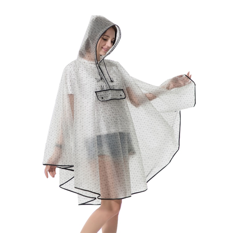 Poncho de lluvia de plástico EVA transparente para mujer, capa impermeable para senderismo y ciclismo, novedad de