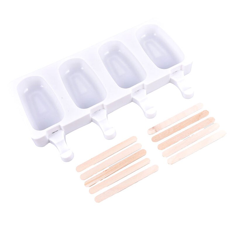 4 Cell Frozen Ice Cube Molds Popsicle Maker DIY Homemade Freezer Lolly Mould With Free Sticks