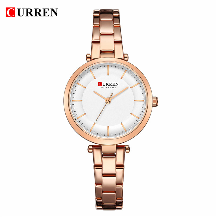 CURREN de luxe minimaliste montres à Quartz femmes Bracelet en or Rose montre décontracté mince horloge pour dames montre-Bracelet avec de l'acier: rose gold