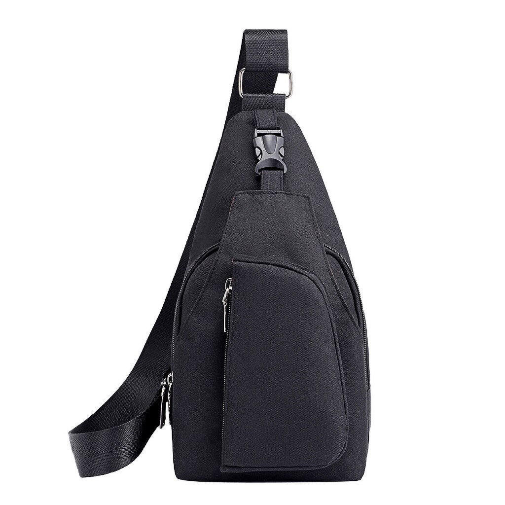 Transer 2019 moda masculina oxford pano peito saco esportes ao ar livre lazer multi-função saco casual anti-roubo bolsa de viagem mensageiro: Black