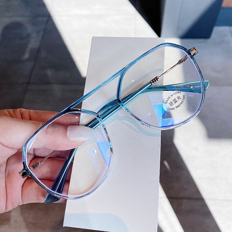 YOOSKE-monturas de gafas TR90 para ordenador para hombre y mujer, anteojos con bloqueo de luz azul, montura única para miopía, lentes con luz azul: Azul