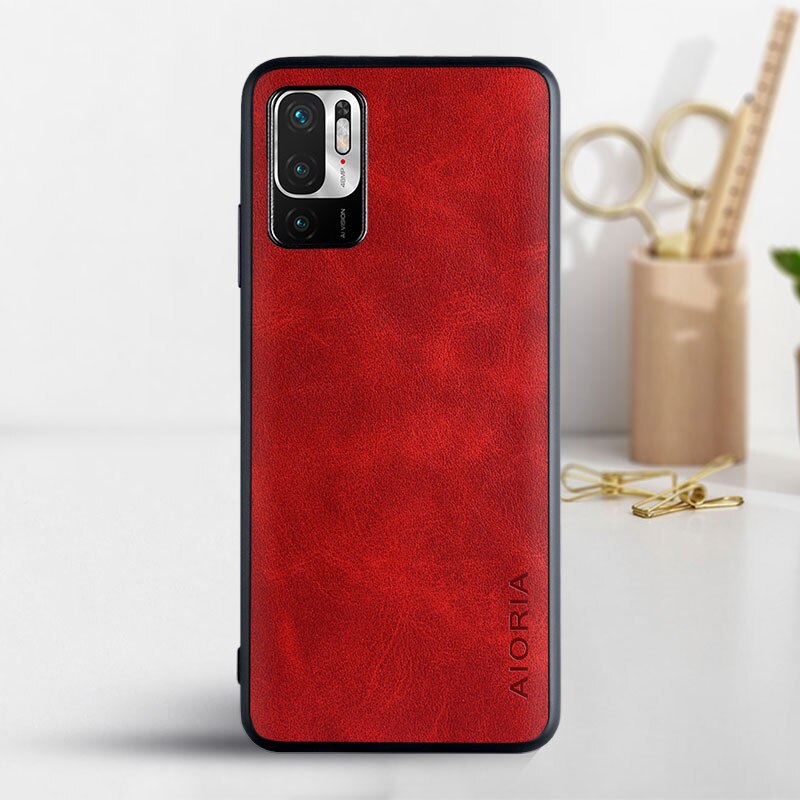 Telefoon Case Voor Xiaomi Poco M3 Pro 5G Coque Luxe Vintage Leather Skin Covers Voor Xiaomi Poco M3 Pro 5G Case Funda Capa: red