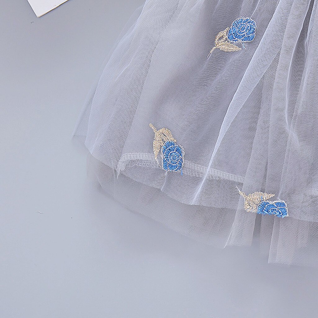 Girls beautiful short cute princess skirt Girls' solid color small rose embroidered mesh princess skirt#p45