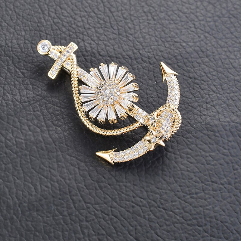 Blucome Speciale Anker Vorm Broche Zirkoon Pins Vrouwen Broche Voor Jas Pak Zak Hijab Badge Wedding Party Sieraden .