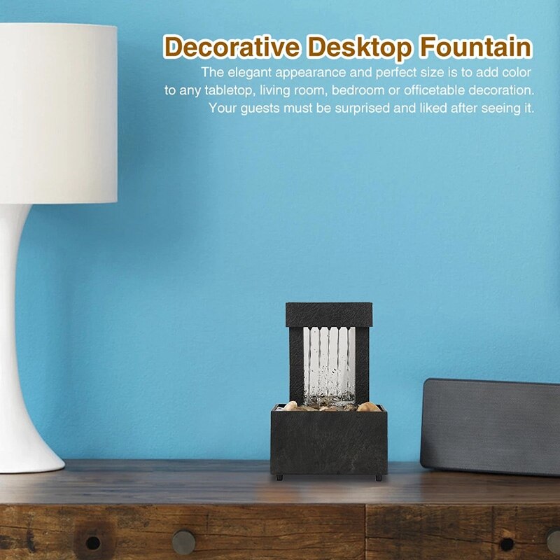 Fontaine de méditation Zen en pavé avec lumière led, décoration de maison, ornement apaisant, fontaine de bureau, cascade intérieure, vie Miniature