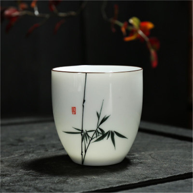 1 stk kinesisk tekop keramisk håndmalet kung fu tekop ginkgo/lotus/bambus/zen hjemmekontor drikkevarer 150ml: Bambus