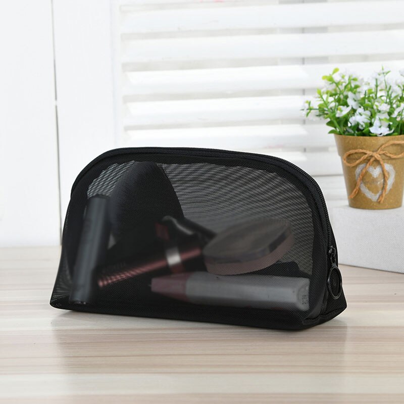 Große Kapazität Frauen Gittergewebe Kosmetik Tasche Schwarz transparent Reise Reißverschluss machen-hoch Tasche Kultur Werkzeug Organizer Lagerung Taschen