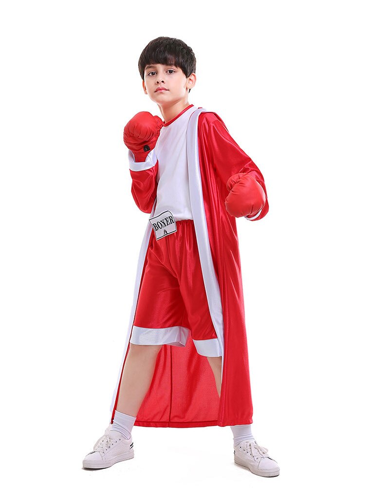 Child Blue Red Boxer Costume Halloween Boxer Boy Costume Boxing Match Children Uniforms