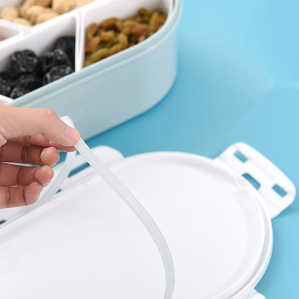 Nuts Plate with Lid Candy Box Fruit Plate Seal Detachable Multi Grid Plastic Tray Candy Snack Dish Bowl Dessert Serving Platter