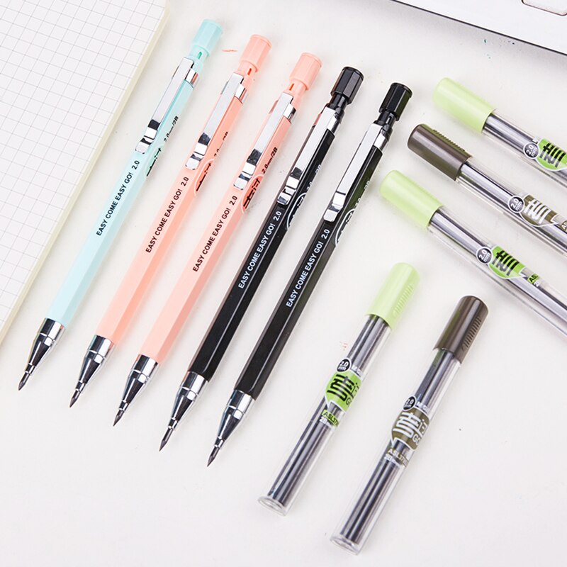 3 Pcs 2.0mm thick core mechanical pencil student writing can replace the refill lead with pencil sharpener stationery