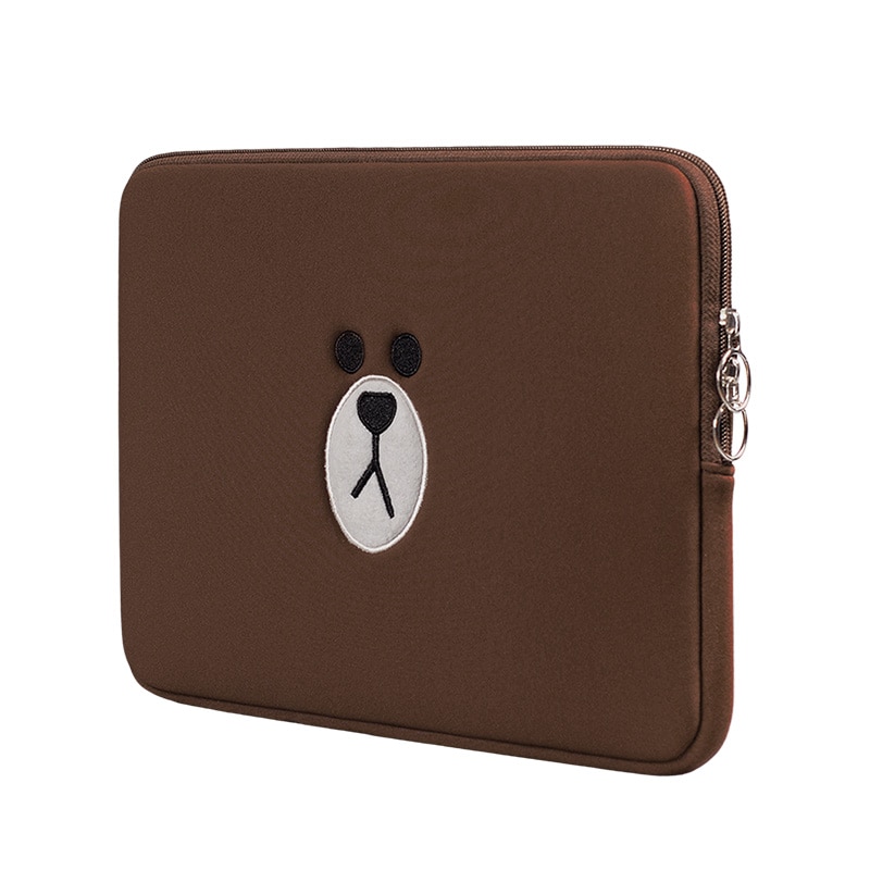 Bolsa de laptop, bolsa de desenho animado marrom 11 13 15.6 Polegada para macbook air pro 13 15 notebook manga tablets ipad 7.9 9.7,