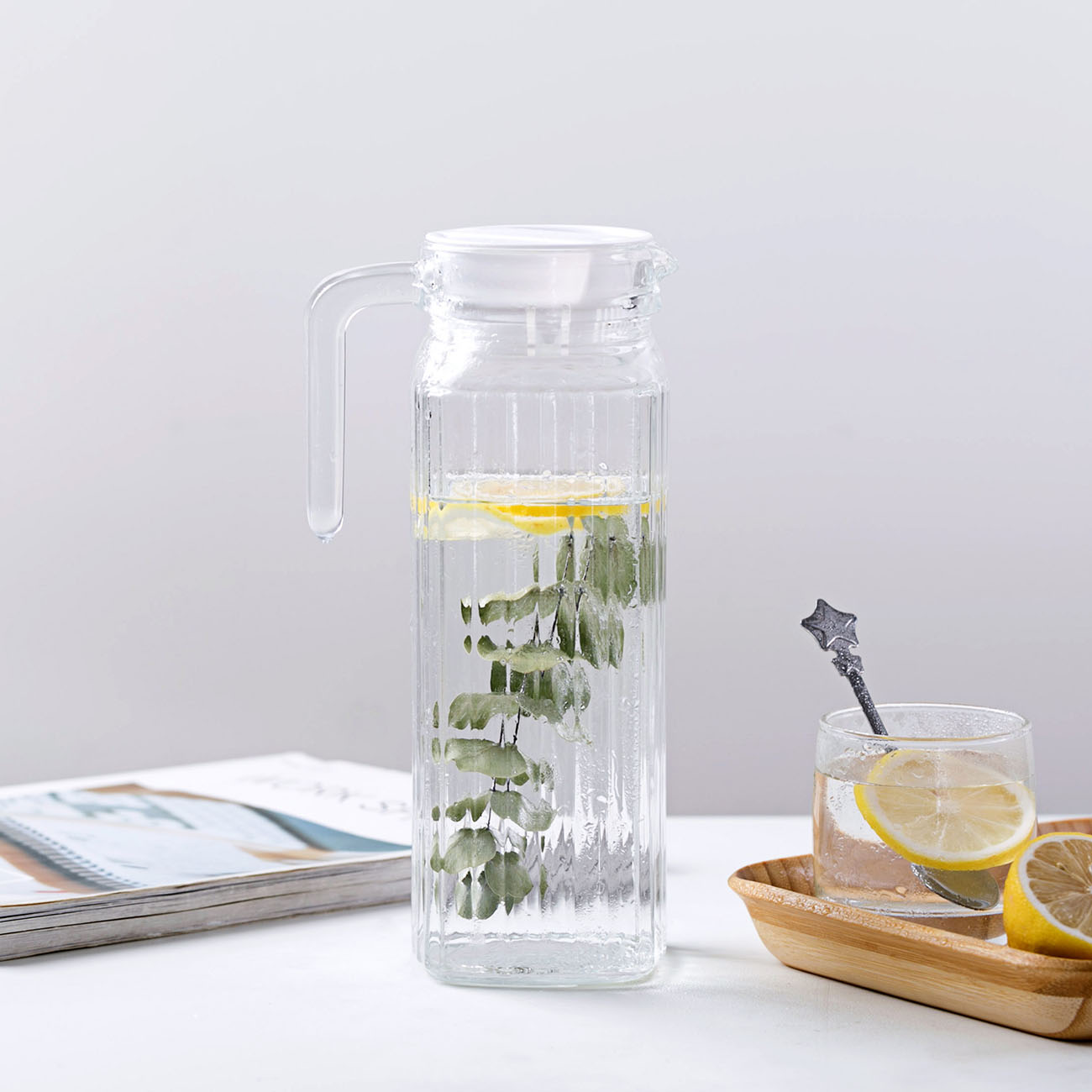 1100ML Glass Water Bottle Jar Kettle Transparent Large Capacity Heat Resistant Water Pot with Handle Water Pitcher