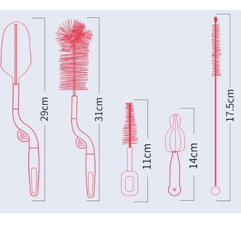 Escova para mamilo com cabeçote giratório, kit de escova para limpeza de mamilos com 5 cabeças, esponja de limpeza cor aleatória