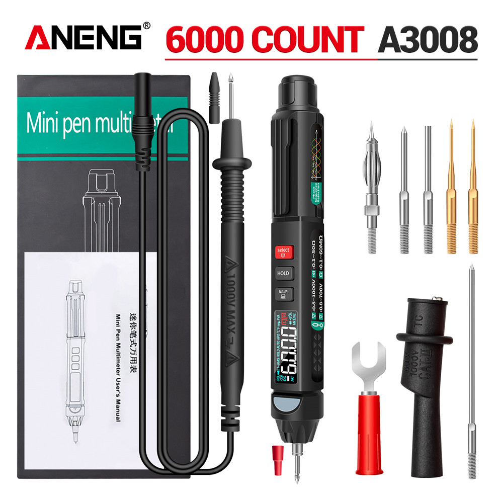 Aneng  a3008 digital multimeter automatisk intelligent sensor penntestare 6000 siffror beröringsfri spänningsmätare multimeter polimetro