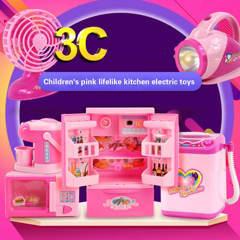 Children's mini Educational Kitchen Toys Pink Household Appliances Children Play Kitchen For Kids Girls Toy